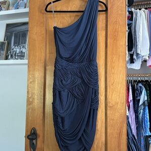 Halston Heritage One Shoulder Dress, Midnight Blue, M